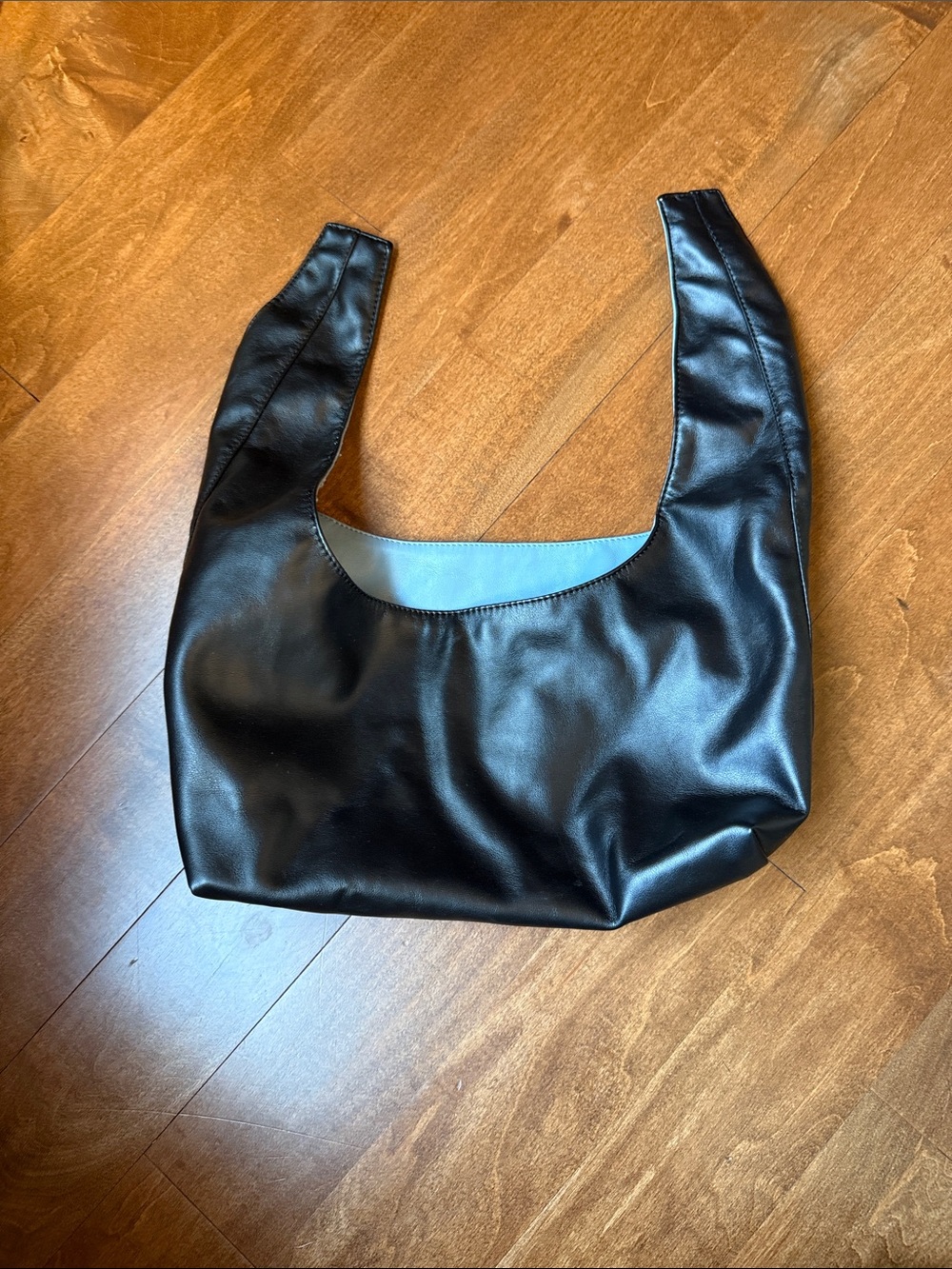 Proenza Schouler Black and Light Blue Leather Knot Wristlet Clutch